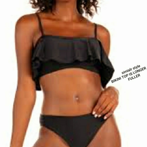 BLACK RUFFLE TOP BIKINI NEW SZ XL - Picture 2 of 6